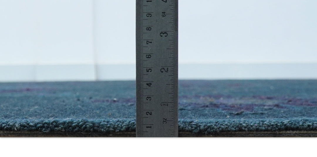 Jewel Custom Made Traditional Overdyed Blue Hand Tufted Wool Rug - The Rug Decor