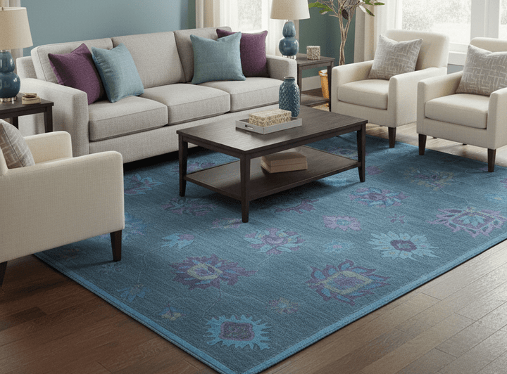 Jewel Custom Made Traditional Overdyed Blue Hand Tufted Wool Rug - The Rug Decor