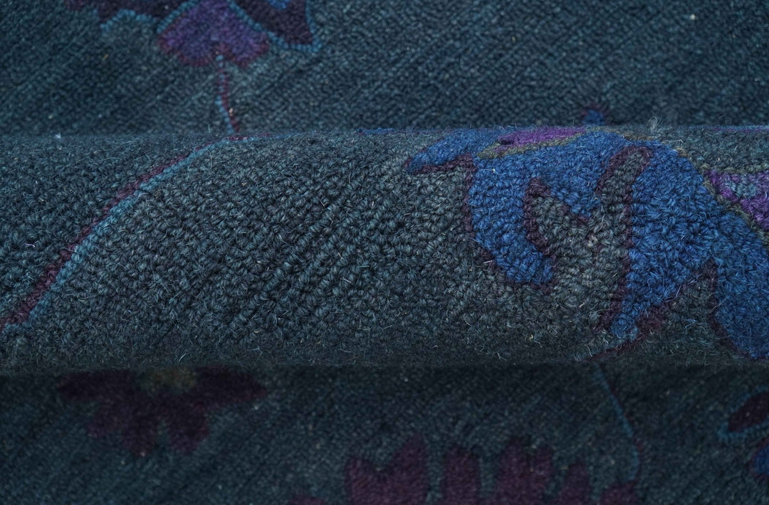 Jewel Custom Made Traditional Overdyed Blue Hand Tufted Wool Rug - The Rug Decor