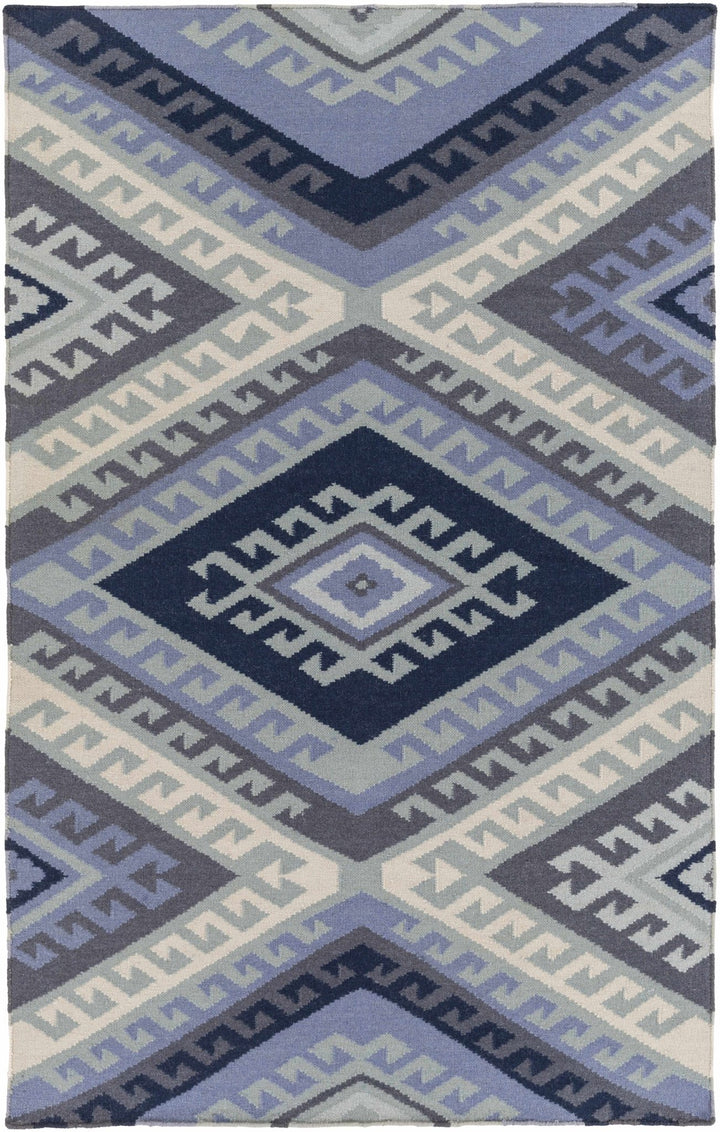 Johnsburg Modern Geometrical Pattern Blue And Gray Hand Woven Area Rug - The Rug Decor