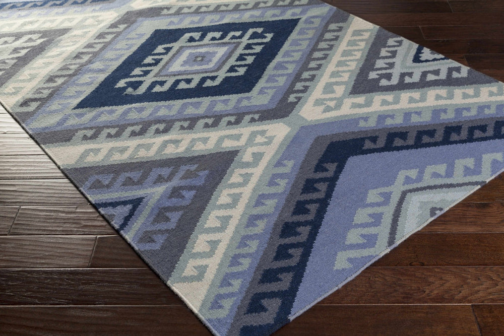 Johnsburg Modern Geometrical Pattern Blue And Gray Hand Woven Area Rug - The Rug Decor