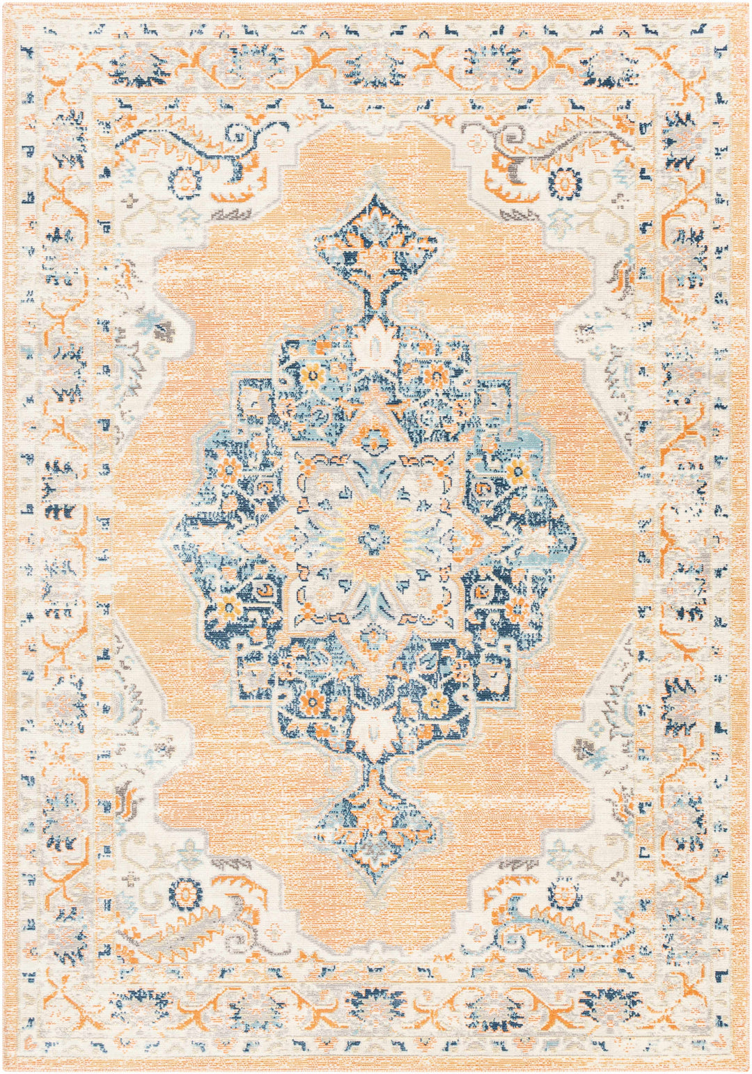 Joji Peach And Blue Traditional Style Area Rug
