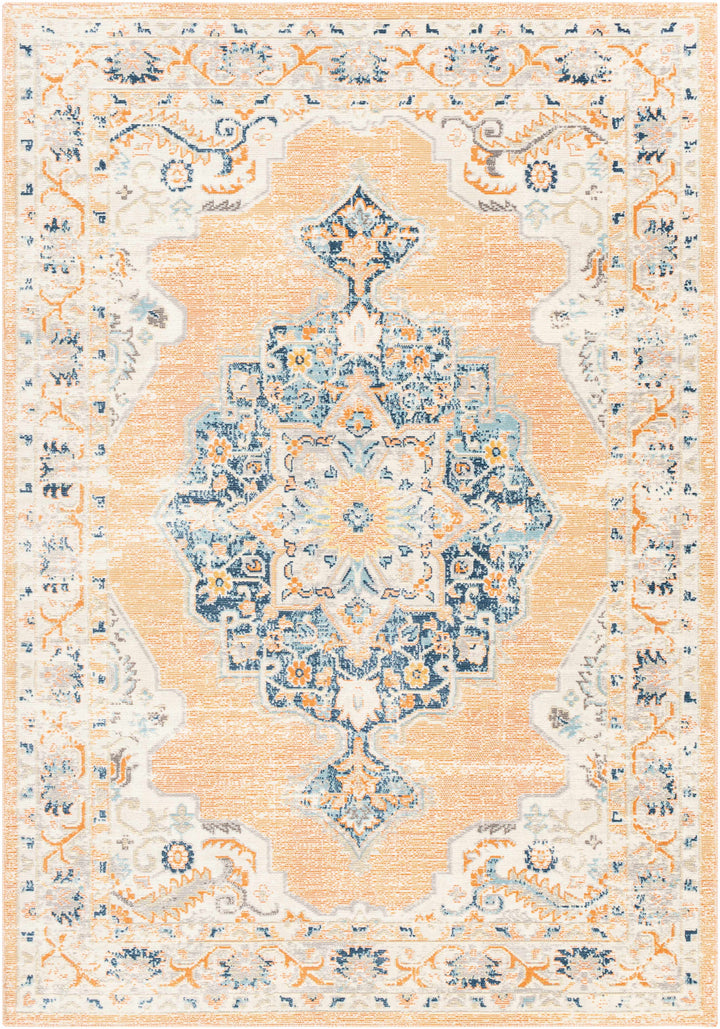 Joji Peach And Blue Traditional Style Area Rug