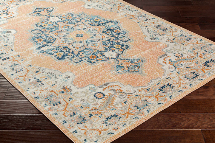 Joji Peach And Blue Traditional Style Area Rug