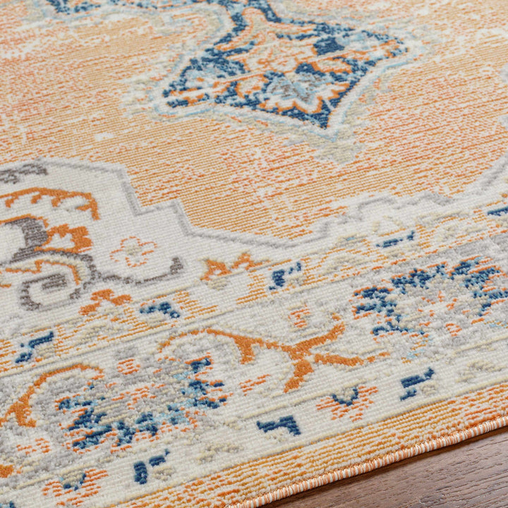 Joji Peach And Blue Traditional Style Area Rug