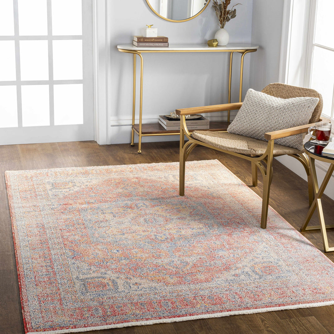Jorn Traditional Style Rust And Blue Area Rug