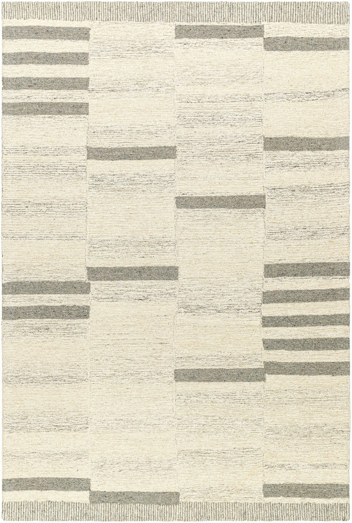 Jeri Contemporary Style Beige And Gray Wool Rug