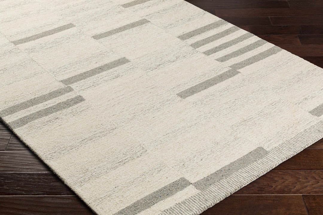 Jeri Contemporary Style Beige And Gray Wool Rug