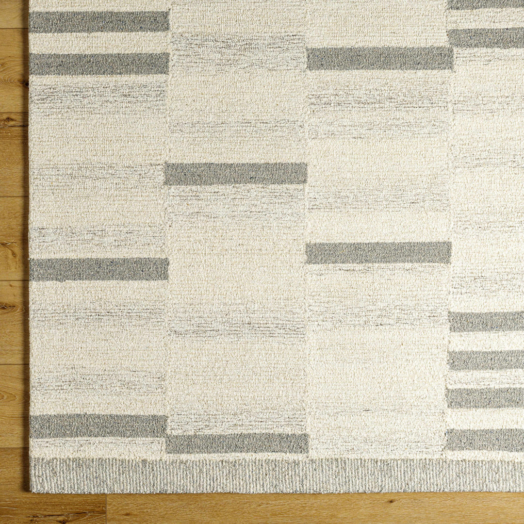 Jeri Contemporary Style Beige And Gray Wool Rug