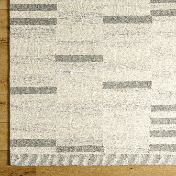 Jeri Contemporary Style Beige And Gray Wool Rug