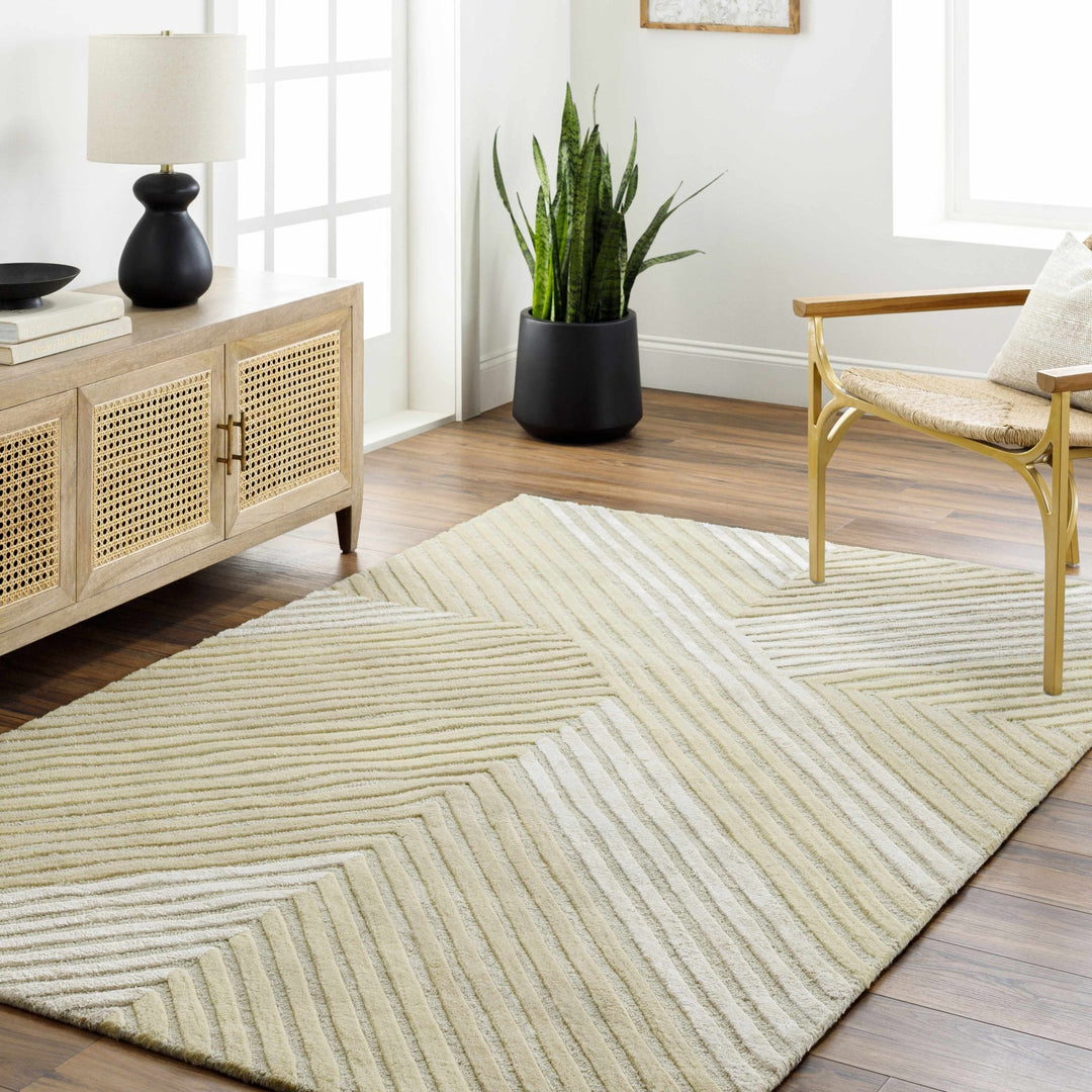 Juan Contemporary Geometrical Beige And Ivory Area Rug - The Rug Decor