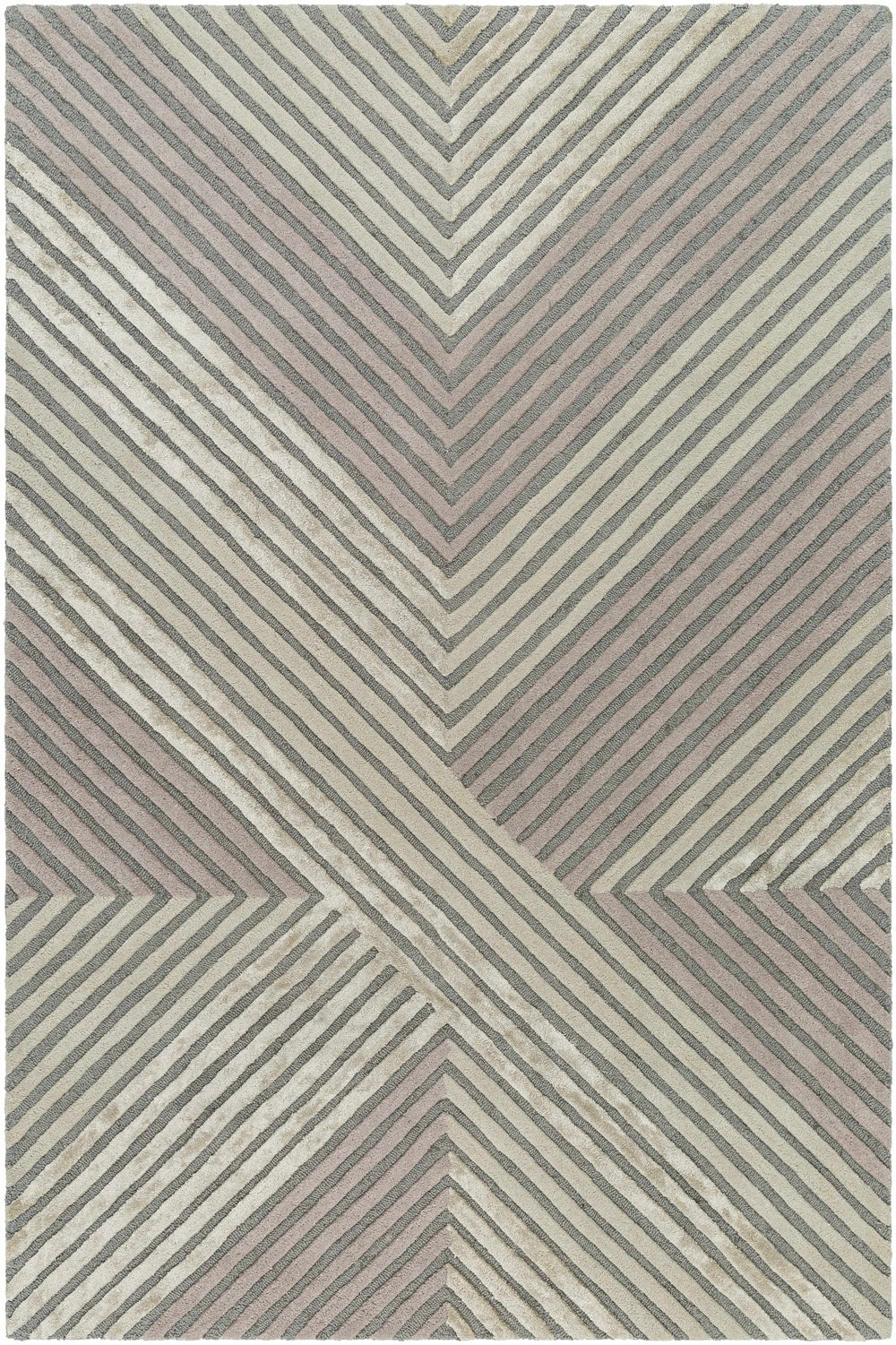 Juan Modern Geometric Design Gray And Pink Hand Tufted Wool Rug - The Rug Decor