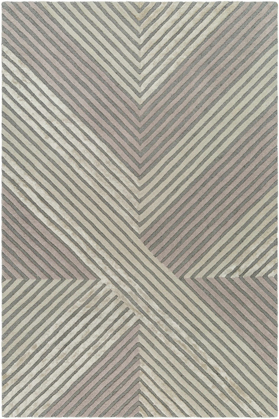 Juan Modern Geometric Design Gray And Pink Hand Tufted Wool Rug - The Rug Decor