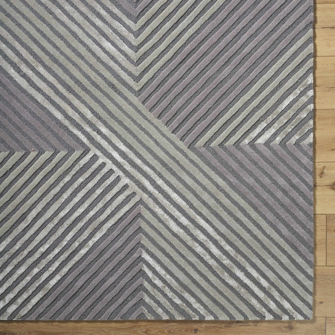 Juan Modern Geometric Design Gray And Pink Hand Tufted Wool Rug - The Rug Decor