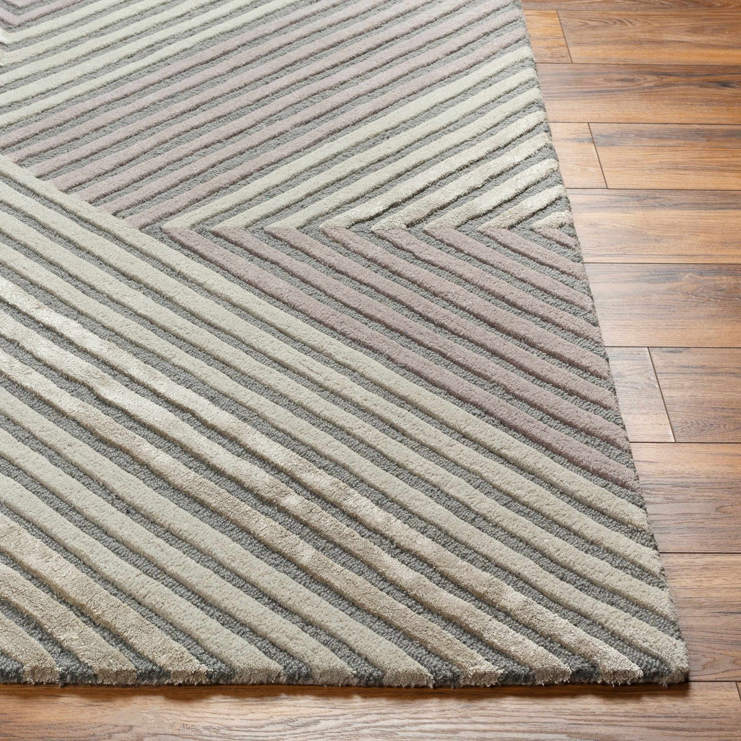 Juan Modern Geometric Design Gray And Pink Hand Tufted Wool Rug - The Rug Decor