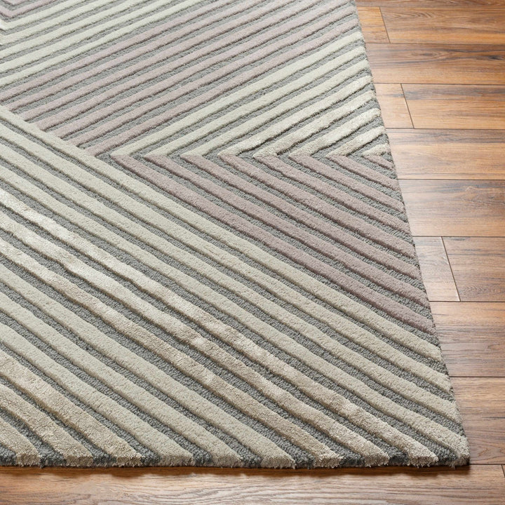 Juan Modern Geometric Design Gray And Pink Hand Tufted Wool Rug - The Rug Decor