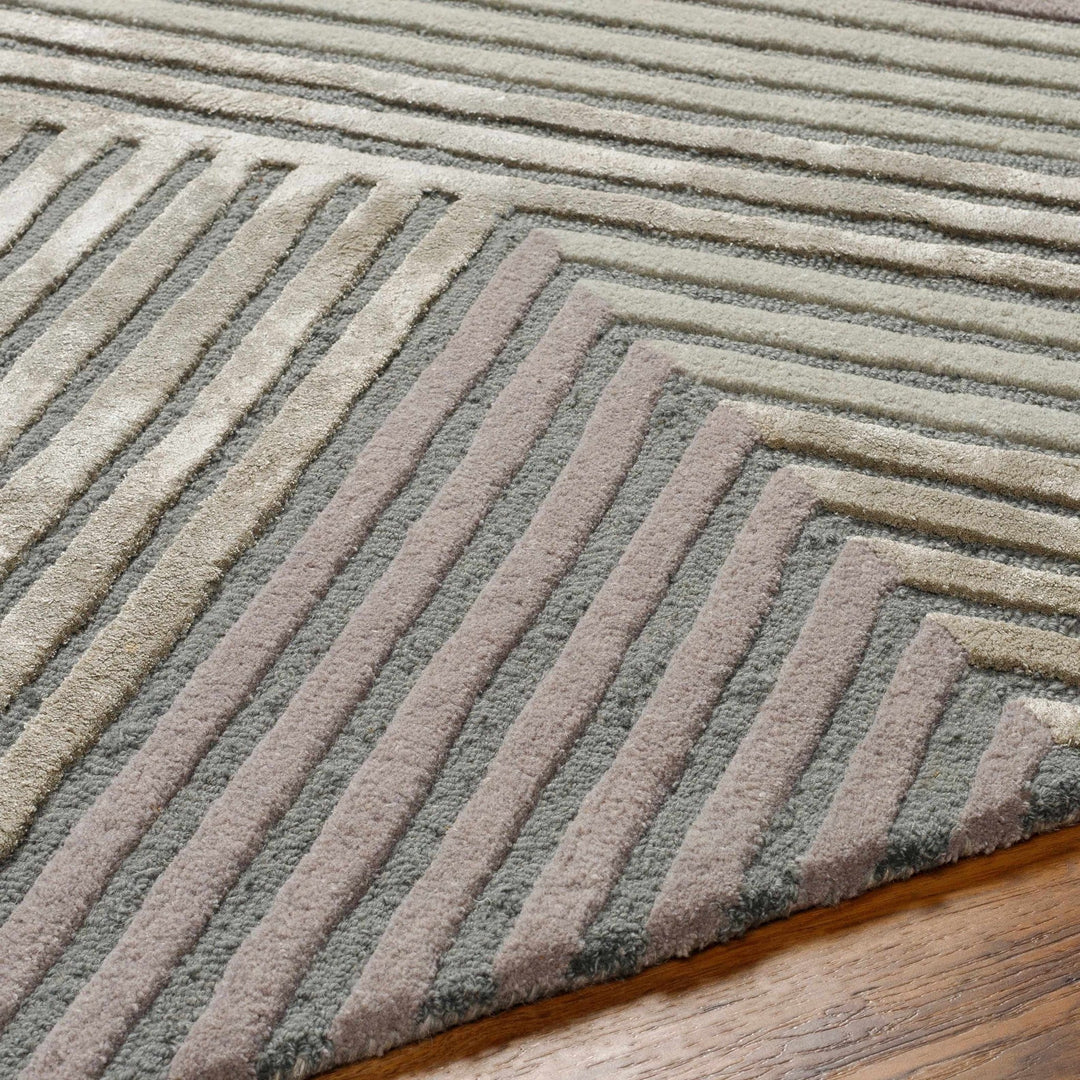 Juan Modern Geometric Design Gray And Pink Hand Tufted Wool Rug - The Rug Decor