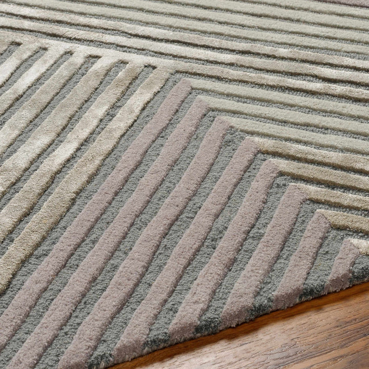 Juan Modern Geometric Design Gray And Pink Hand Tufted Wool Rug - The Rug Decor