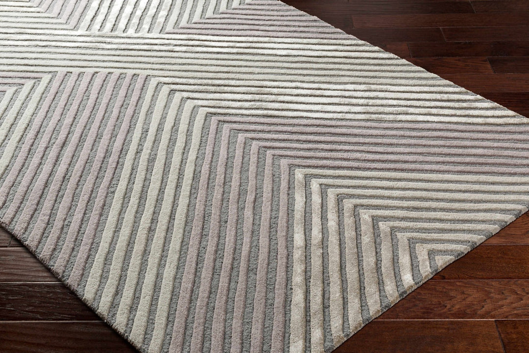 Juan Modern Geometric Design Gray And Pink Hand Tufted Wool Rug - The Rug Decor