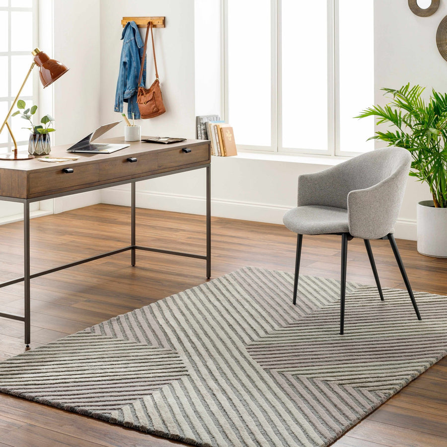 Juan Modern Geometric Design Gray And Pink Hand Tufted Wool Rug - The Rug Decor
