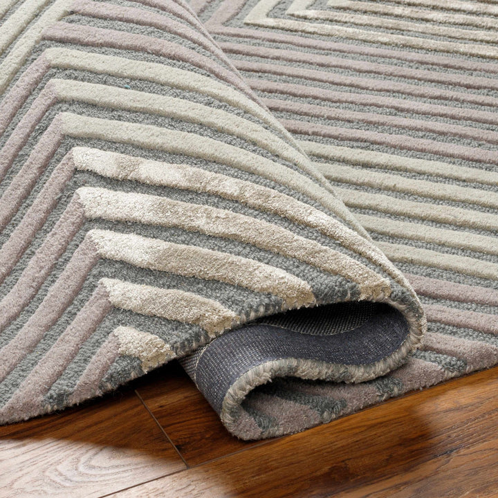 Juan Modern Geometric Design Gray And Pink Hand Tufted Wool Rug - The Rug Decor