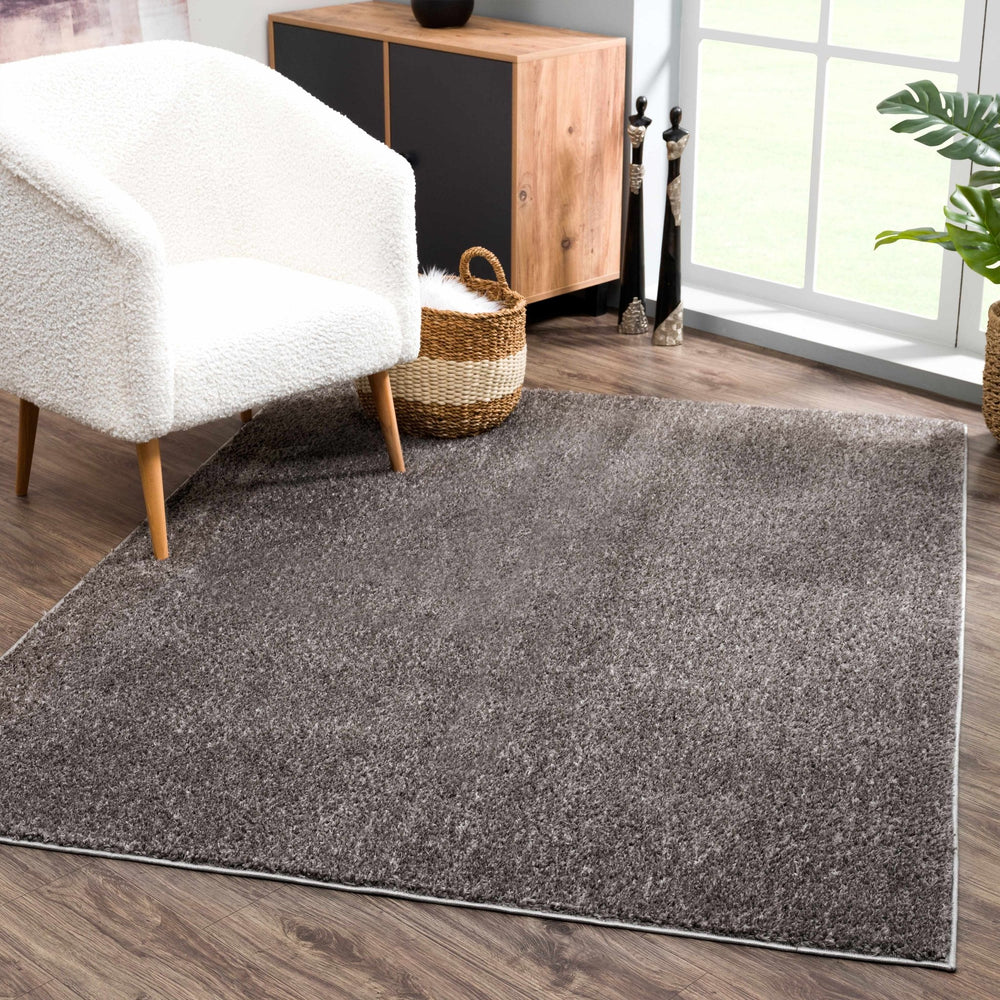 Judy Modern Solid Charcoal Polyester Rug - The Rug Decor