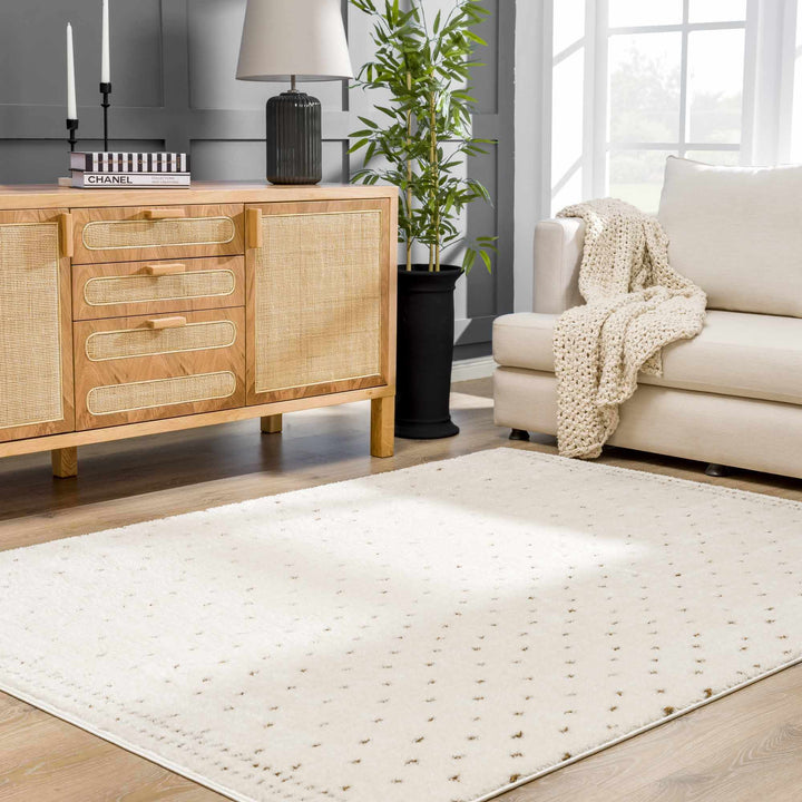 Julie Ivory And Brown Contemporary Style Area Rug - The Rug Decor