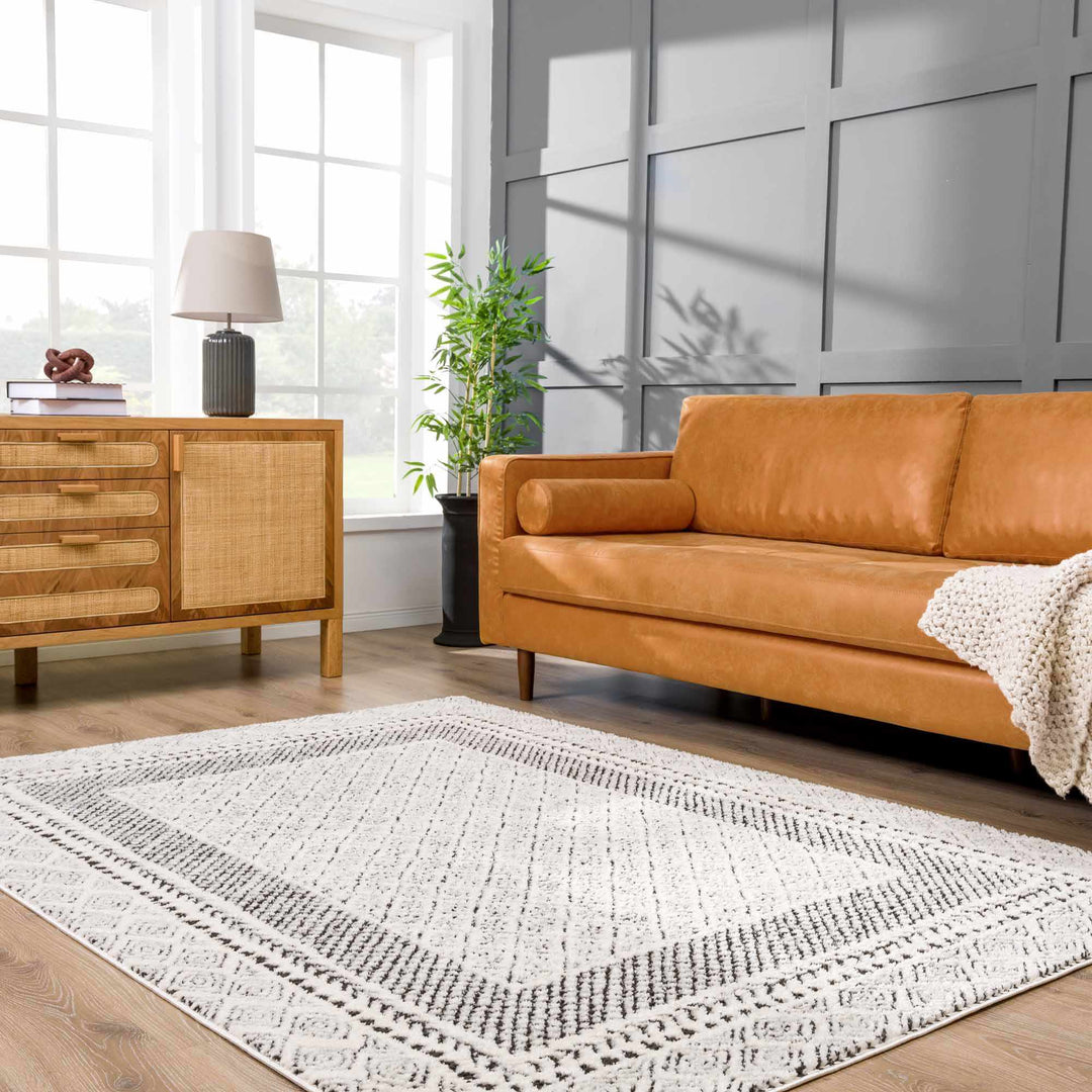 Julio Contemporary Style Black And Ivory Rug - The Rug Decor