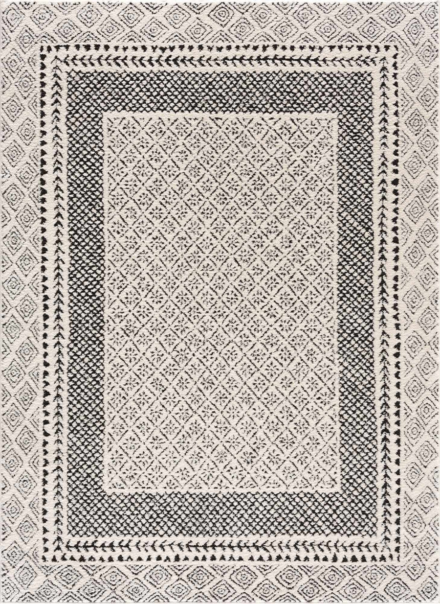Julio Contemporary Style Black And Ivory Rug - The Rug Decor