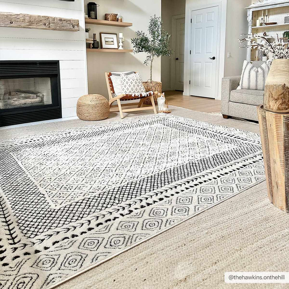 Julio Contemporary Style Black And Ivory Rug - The Rug Decor