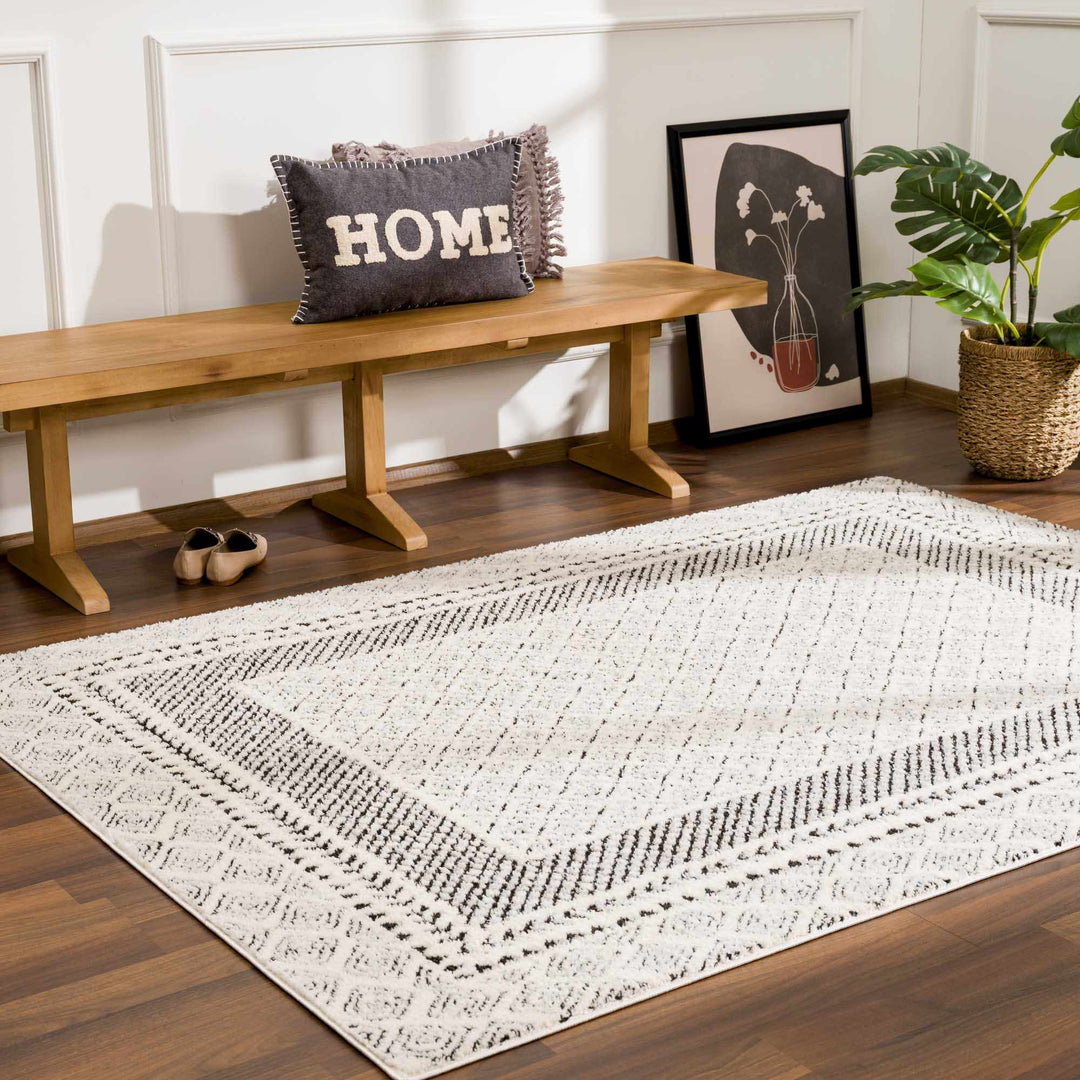 Julio Contemporary Style Black And Ivory Rug - The Rug Decor