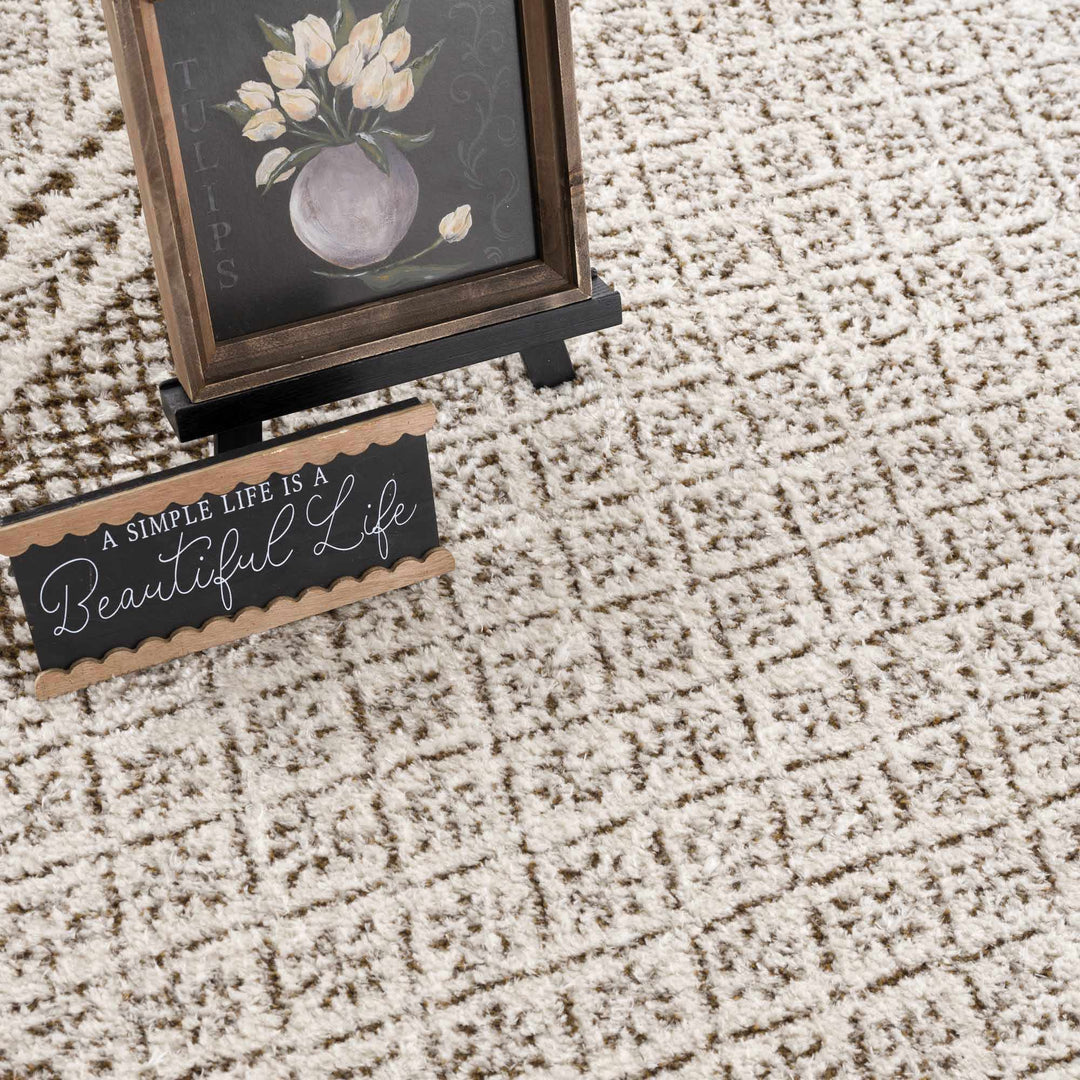 Julio Modern Geometrical Ivory And Brown Area Rug - The Rug Decor
