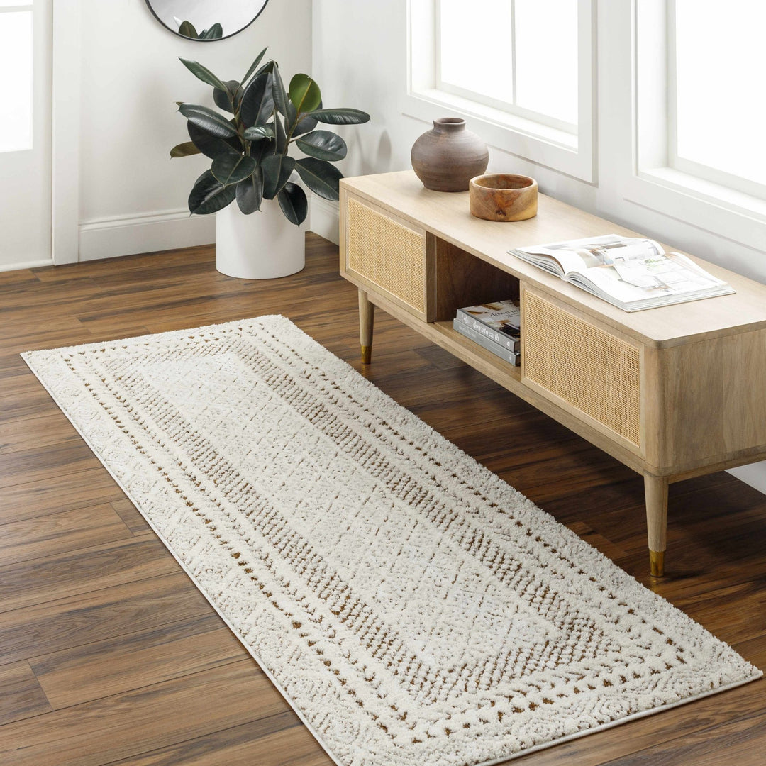 Julio Modern Geometrical Ivory And Brown Area Rug - The Rug Decor