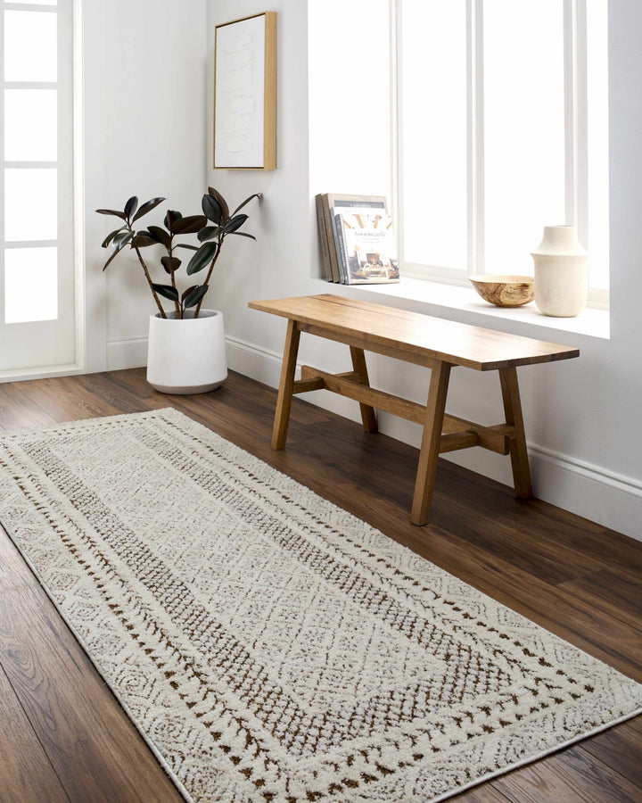 Julio Modern Geometrical Ivory And Brown Area Rug - The Rug Decor