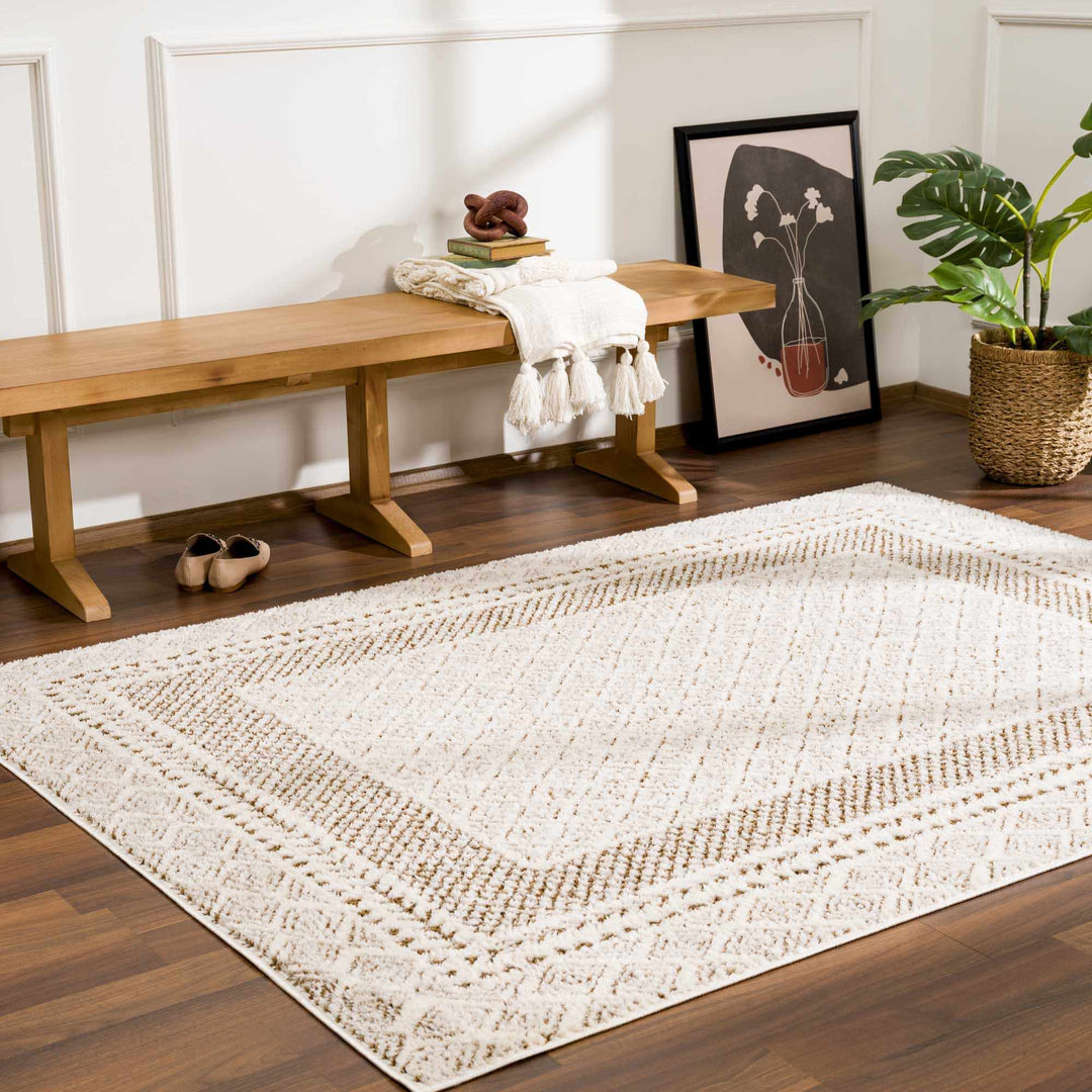Julio Modern Geometrical Ivory And Brown Area Rug - The Rug Decor