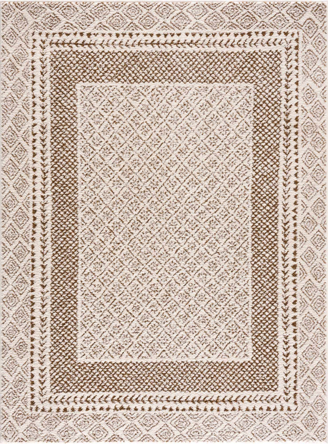 Julio Modern Geometrical Ivory And Brown Area Rug - The Rug Decor