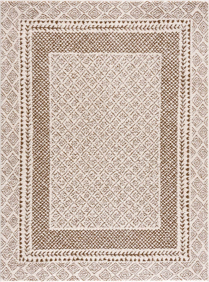 Julio Modern Geometrical Ivory And Brown Area Rug - The Rug Decor