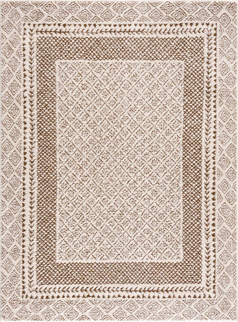 Julio Modern Geometrical Ivory And Brown Area Rug - The Rug Decor