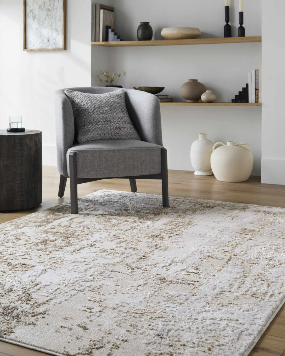 Junko Contemporary Abstract Beige And Ivory Rug - The Rug Decor