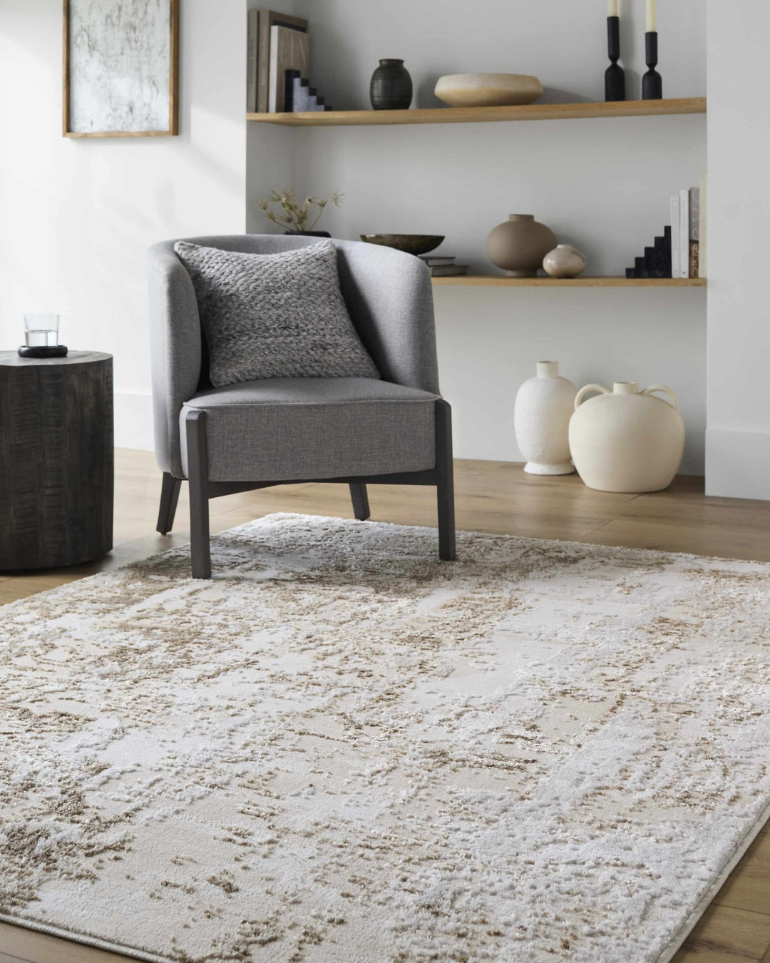 Junko Contemporary Abstract Beige And Ivory Rug - The Rug Decor