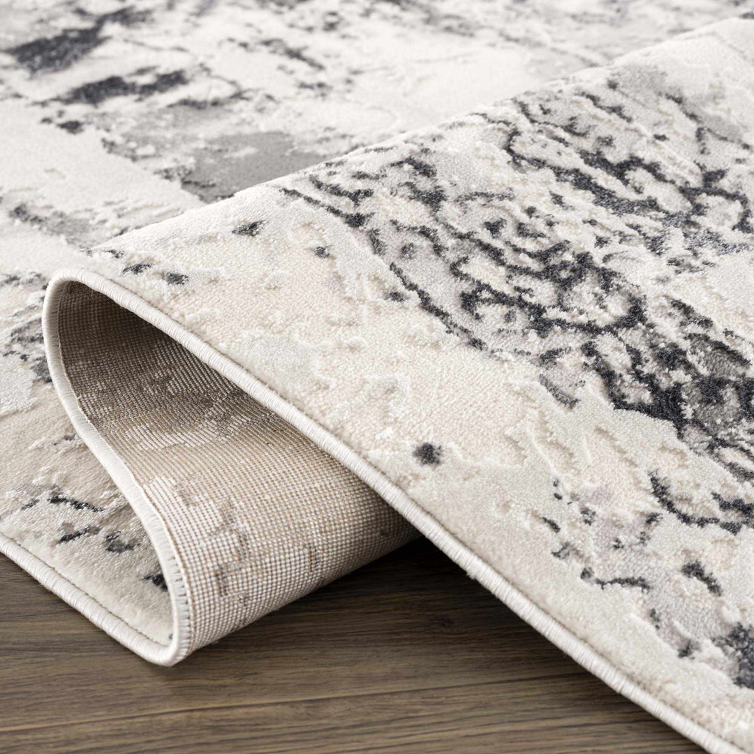 Junko Gray And Ivory Abstract Design Area Rug - The Rug Decor