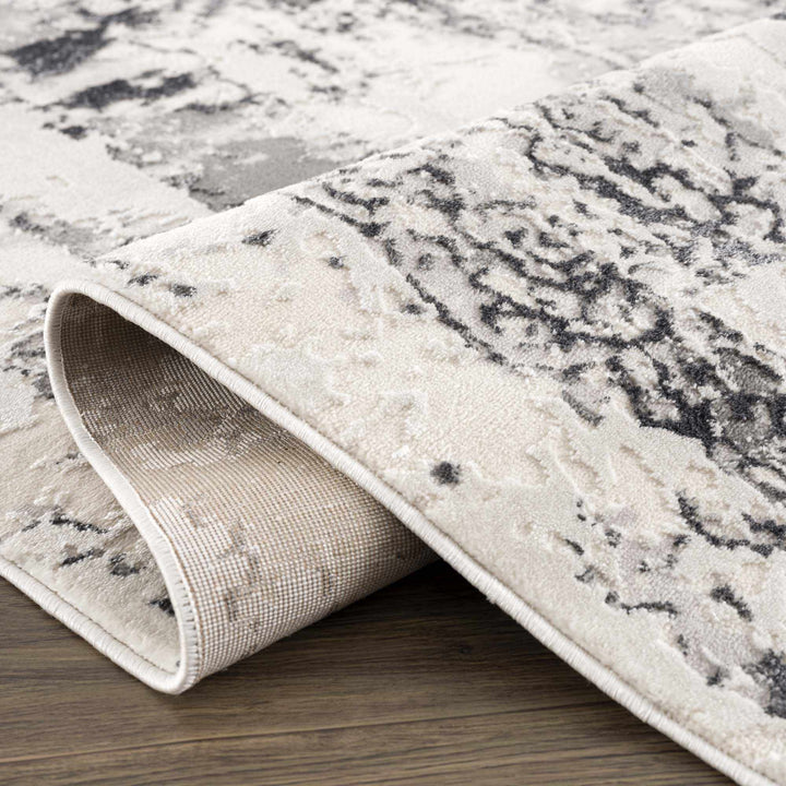 Junko Gray And Ivory Abstract Design Area Rug - The Rug Decor
