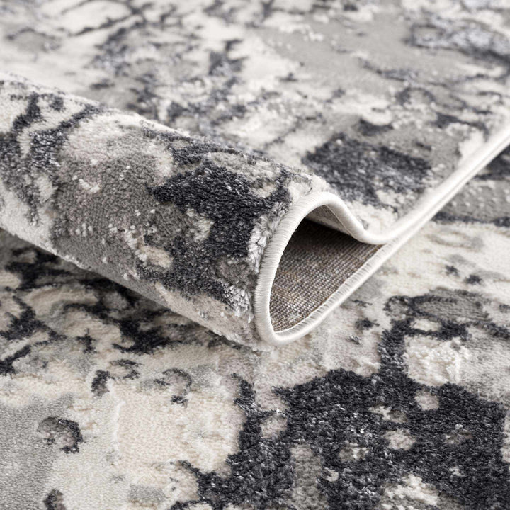 Junko Gray And Ivory Abstract Design Area Rug - The Rug Decor