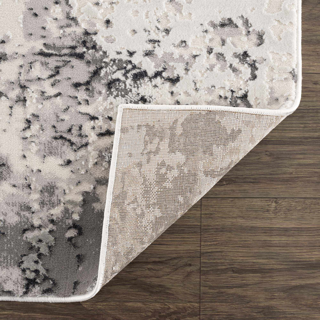 Junko Gray And Ivory Abstract Design Area Rug - The Rug Decor