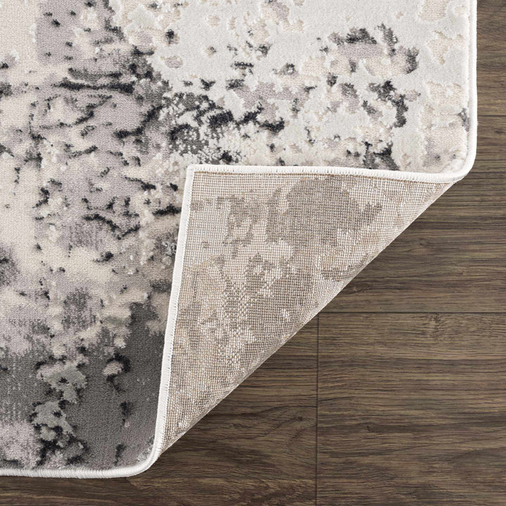 Junko Gray And Ivory Abstract Design Area Rug - The Rug Decor