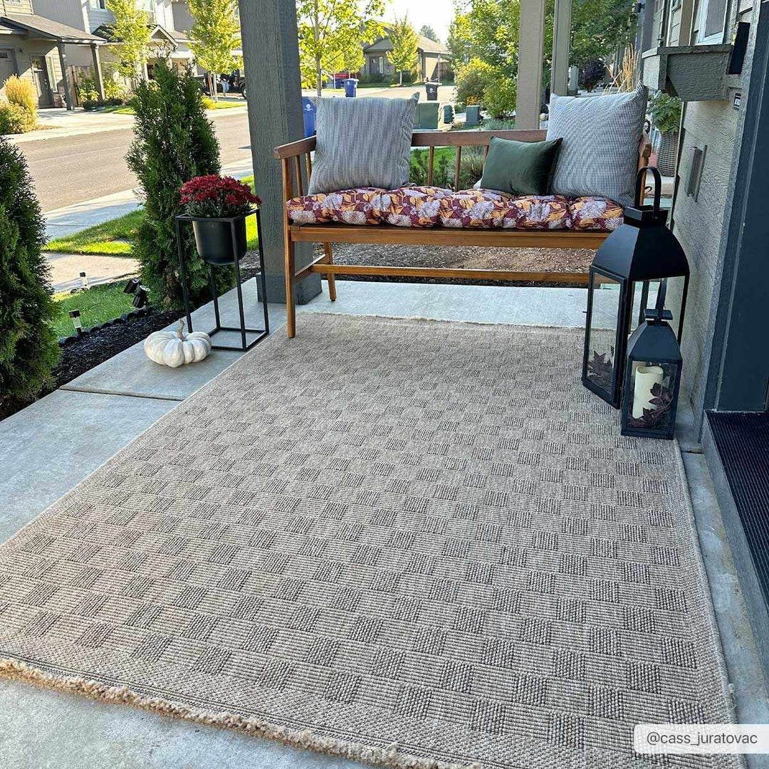 Jurek Beige Contemporary Style Outdoor Area Rug - The Rug Decor
