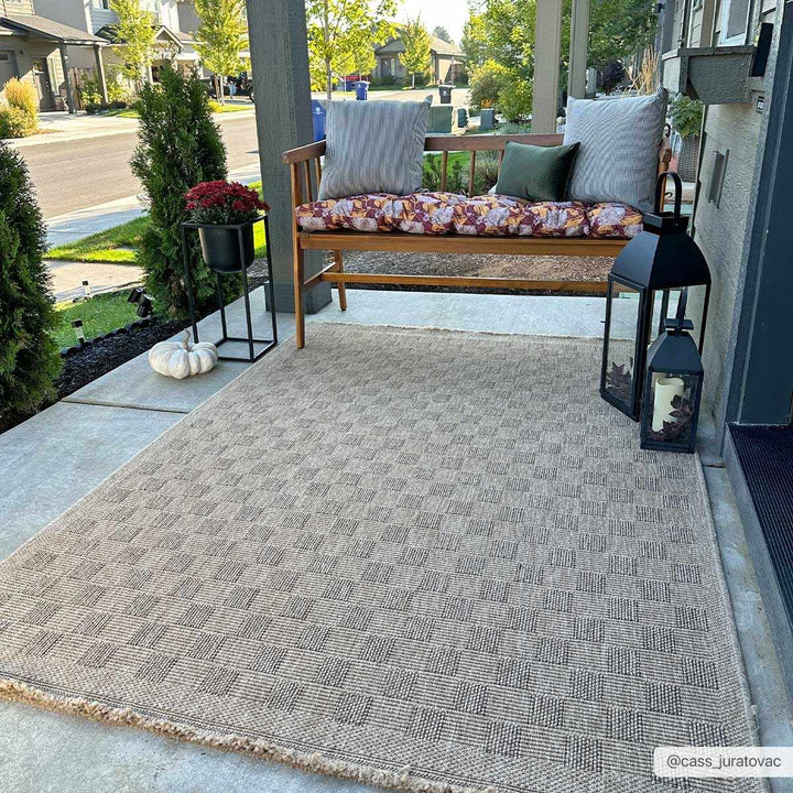 Jurek Beige Contemporary Style Outdoor Area Rug - The Rug Decor