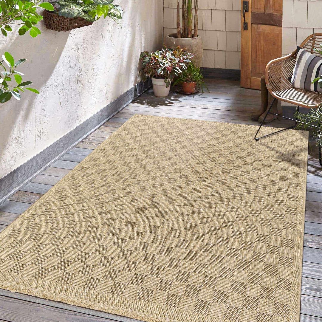 Jurek Beige Contemporary Style Outdoor Area Rug - The Rug Decor
