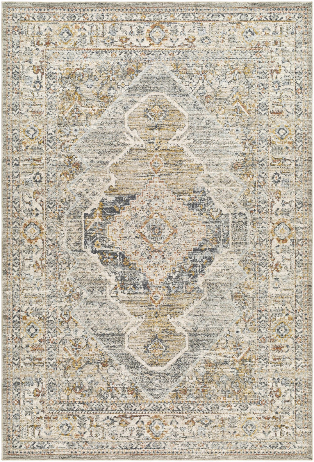 Jyler Traditional Style Beige And Charcoal Area Rug - The Rug Decor