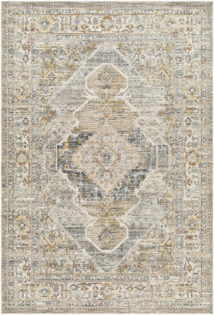 Jyler Traditional Style Beige And Charcoal Area Rug - The Rug Decor